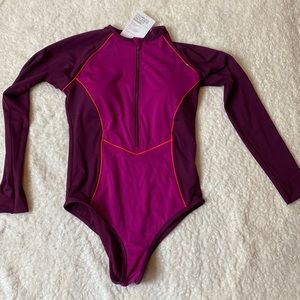 NWT ATHLETA purple/pink long sleeve swimsuit